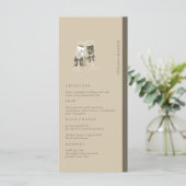 Elegante zandgroene bruiloft menu (Staand voorkant)