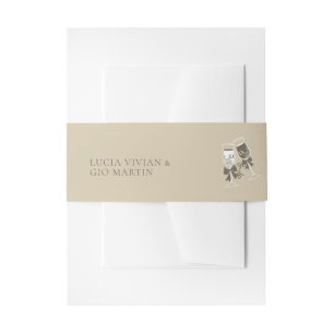 Elegante zandgroene bruiloft uitnodigingen wikkel