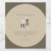 Elegante zandgroene bruiloft wijn etiket (Enkel label)