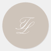 Elegante zandkleurige neutrale traditionele trouw ronde sticker (Voorkant)
