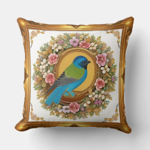 Elegante zangvogel op bloeiende tak kussen