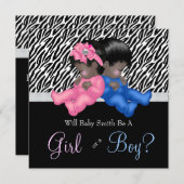 Elegante Zebra Baby Gender Reveal Shower Kaart (Voorkant / Achterkant)
