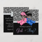 Elegante zebra baby geslacht onthulling feest kaart (Voorkant / Achterkant)