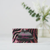 Elegante Zebra fuchsia Damask Mode Visitekaartje (Staand voorkant)