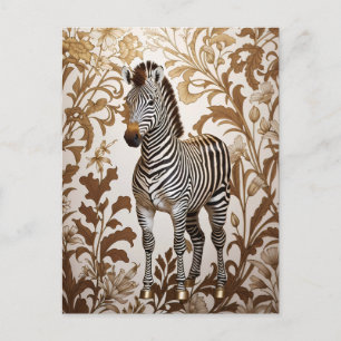 Elegante Zebra geïnspireerd door William Morris  Briefkaart