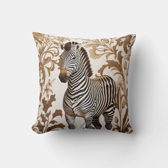Elegante Zebra geïnspireerd door William Morris  Kussen (Voorkant)