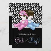 Elegante Zebra gender Reveal Shower Kaart (Voorkant / Achterkant)