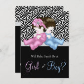 Elegante Zebra gender Reveal Shower Kaart (Voorkant / Achterkant)