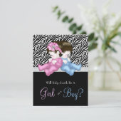 Elegante zebra geslacht onthulling douche kaart (Staand voorkant)