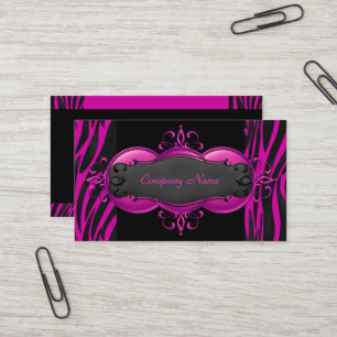 Elegante Zebra Heet Roze Zwarte Boetiekkaart Visitekaartje