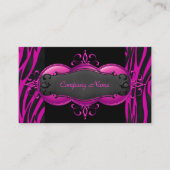 Elegante Zebra Hot Pink Black Boutique Kaart Visitekaartje (Voorkant)
