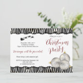 Elegante Zebra Kerstfeest Uitnodiging (Staand voorkant)