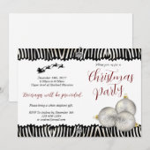 Elegante Zebra Kerstfeest Uitnodiging (Voorkant / Achterkant)