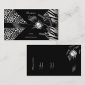 Elegante Zebra Leopard Black Diamond look Visitekaartje (Voorkant / Achterkant)