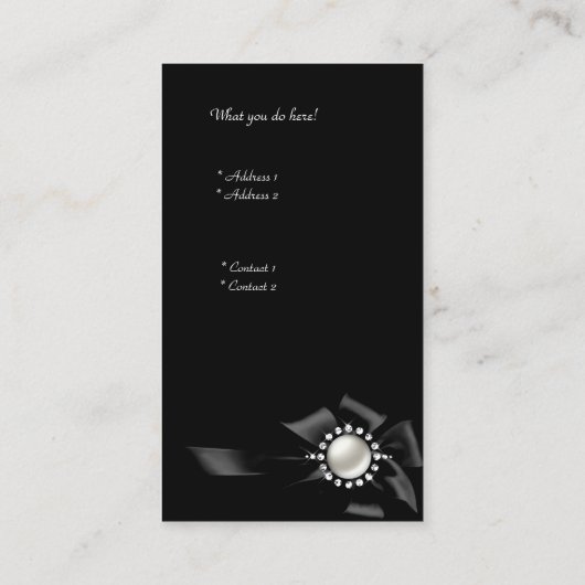 Elegante Zebra Leopard Black Diamond look Visitekaartje (Achterkant)