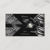 Elegante Zebra Leopard Black Diamond look Visitekaartje (Voorkant)
