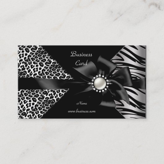 Elegante Zebra Leopard Black Diamond look Visitekaartje (Voorkant)