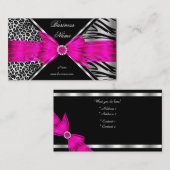 Elegante Zebra Leopard Black Hot pink 2 Visitekaartje (Voorkant / Achterkant)