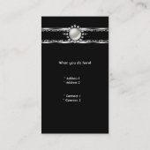 Elegante Zebra Leopard Black Silver Diamond Pearl Visitekaartje (Achterkant)