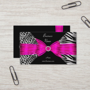Elegante zebra luipaard zwart heet roze visitekaartje