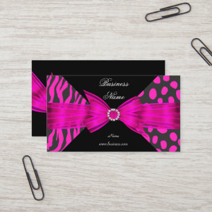 Elegante zebra luipaard zwart hete roze visitekaartje
