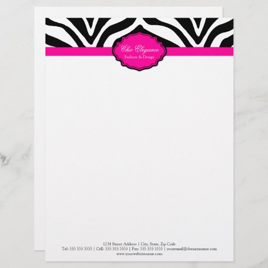 Elegante zebra print briefhoofd (Voorkant / Achterkant)