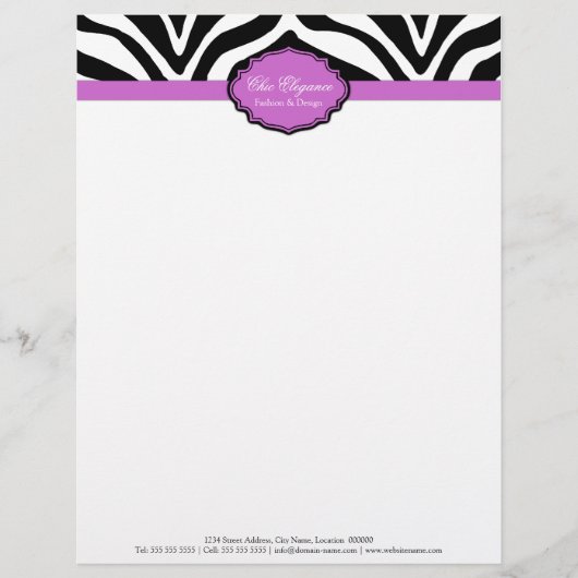 Elegante zebra print briefhoofd sjabloon (Voorkant)