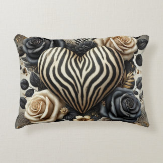 Elegante Zebra Print Hart & Rozen Accent Kussen