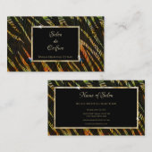 Elegante Zebra Print Pauw Veren Haarsalon Visitekaartje (Voorkant / Achterkant)