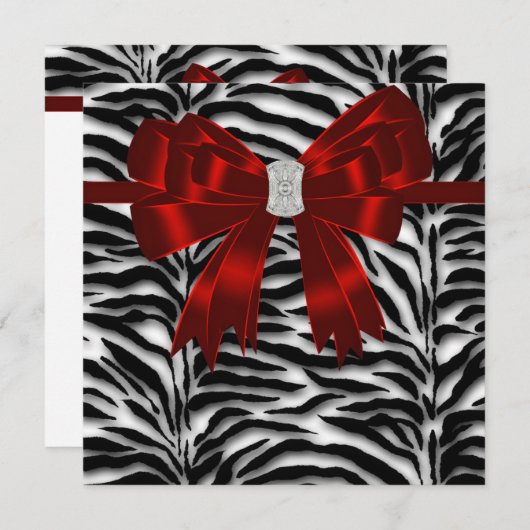 Elegante Zebra Rood en Zwart voor Iedere Gelegenhe Kaart (Voorkant / Achterkant)