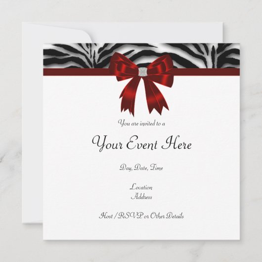 Elegante Zebra Rood en Zwart voor Iedere Gelegenhe Kaart (Achterkant)