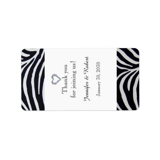Elegante Zebra Stripe Bruiloft Lip Balm Label (Voorkant)