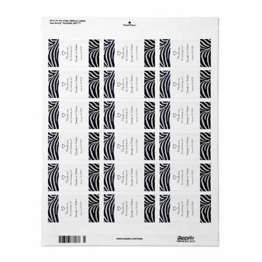 Elegante Zebra Stripe Bruiloft Lip Balm Label (Full Sheet)