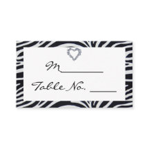 Elegante Zebra Stripe Wedding Place Card