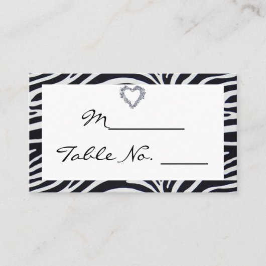 Elegante Zebra Stripe Wedding Place Card Plaatskaartje (Voorkant)