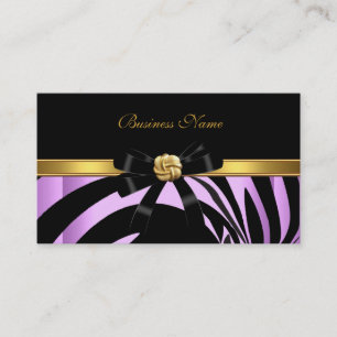 Elegante Zebra Zwart Lila Gouden Jewel Bow Visitekaartje