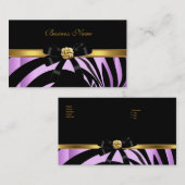 Elegante Zebra Zwart Lila Gouden Jewel Bow Visitekaartje (Voorkant / Achterkant)