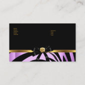 Elegante Zebra Zwart Lila Gouden Jewel Bow Visitekaartje (Achterkant)