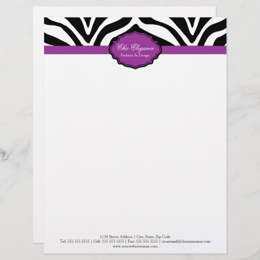 Elegante zebraprint briefhoofd sjabloon (Voorkant / Achterkant)