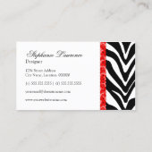 Elegante zebraprint en lovertjes look visitekaartje (Achterkant)