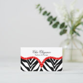 Elegante zebraprint en lovertjes look visitekaartje (Staand voorkant)