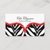 Elegante zebraprint en lovertjes look visitekaartje (Voorkant)