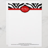 Elegante zebraprint gepersonaliseerd briefhoofd (Voorkant / Achterkant)