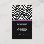 Elegante zebraprint monogram visitekaartje (Achterkant)