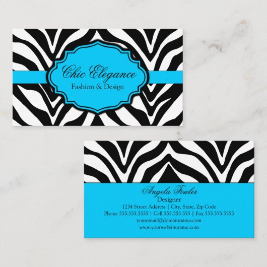 Elegante zebraprint visitekaartje (Voorkant / Achterkant)