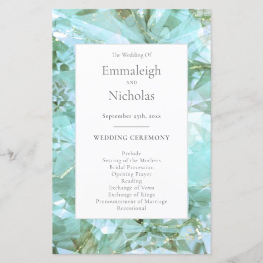 Elegante Zee Glas Edelsteen Trouwprogramma's (Voorkant)