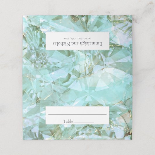 Elegante Zee Glass Crystal Edelsteen bruiloft Plaatskaartje (Buitenkant ongevouwen)