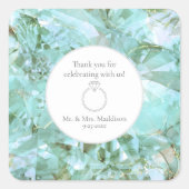 Elegante Zee Glass Crystal Edelsteen bruiloft Vierkante Sticker (Voorkant)