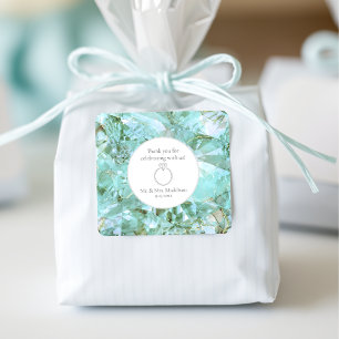 Elegante Zee Glass Crystal Edelsteen bruiloft Vierkante Sticker