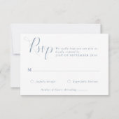 Elegante Zee Glass Dusty Blue Monogram Wedding RSVP Kaartje (Achterkant)